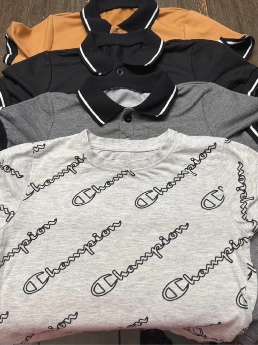 Lot of 4 Boy Shirts 3 Unbranded Polo 1 Champion T-Shirt size 6